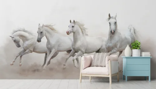 Neutral Horse Wall Art Peel Stick Western Bedroom Wallpaper Montana Style Haven Escape Neutral Western Horse Wall Art Mural – Serene Peel and Stick Wallpaper Style for Bedrooms.