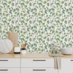 Leafy green vine peel and stick mural, trending in Austin home Deco, offering lush botanical texture and removable wallpaper charm for accent walls.
