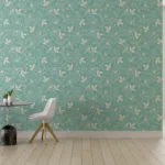 Removable soft aqua vintage floral wallpaper mural with botanical charm, a Texas-style Decor favorite for elegant interiors.