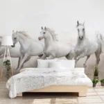 Luxurious White Horse Ranch Style Perfect for Bedroom for Positive Vibes this Removable Wallpaper for Walls.