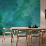 Elegant green watercolor art wallpaper for modern apartments, adding trendy luxury to home interiors and stylish wall Decor inspiration.