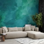 Bohemian green removable wall mural perfect for bedrooms, bringing coastal freshness and artistic charm to contemporary boho home décor.