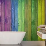 Stylish boho rustic wood wall panel art for living rooms, featuring colorful handmade design perfect for Trendy and Stylish homes with natural charm.