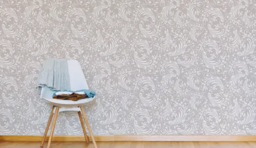 Classic damask peel and stick wallpaper with soft scroll pattern ideal for Austin apartments looking for a quick removable wall décor refresh.