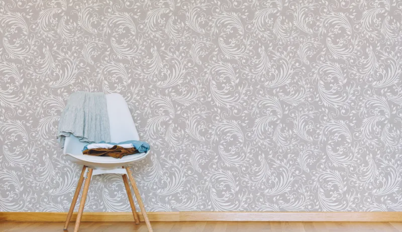 Classic damask peel and stick wallpaper with soft scroll pattern ideal for Austin apartments looking for a quick removable wall décor refresh.