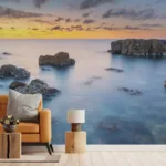 Coastal ocean sunset gradient artwork ideal for living room decor.