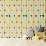This colorful flower wallpaper brightens girls’ bedrooms and modern homes with cheerful boho vibes. Designed as a peel and stick removable wall covering, it showcases watercolor blooms and soft artistic brushwork.