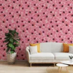 Soft floral daisy peel and stick wallpaper accent, perfect for cozy Atlanta or European-style home interiors.