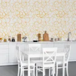 Bright floral yellow peel and stick wallpaper for bedroom walls, trending in Trendy interior styles — modern vinyl design adding warmth and vibrant charm.