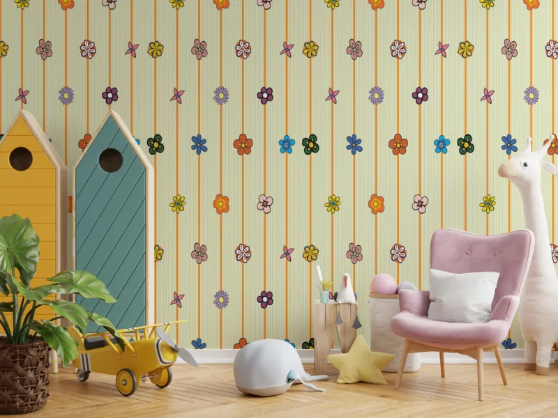 Transform your nursery or bedroom with this vintage-style flower pattern wallpaper, perfect for DIY wall design lovers.