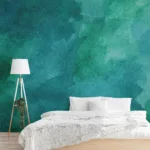 Soft green watercolor vinyl peel and stick wall mural for Boston interiors, offering smooth finish and perfect touch of elegance to modern walls.