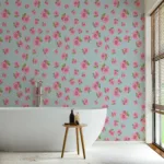 Peel and stick floral wallpaper in gentle pink and blue shades, designed for Philadelphia nurseries and bedrooms with a refined feminine touch.