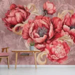 Custom-fit red and pink peony wall mural offering artistic floral beauty for elegant interiors, highly favored in Manchester UK decor trends.