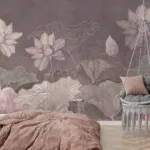 Charming pink lotus floral removable mural brings elegance and freshness to Chicago room makeovers, blending nature-inspired wall art with modern decor trends.