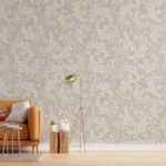 Vintage scroll patterned damask removable wallpaper perfect for Living rooms aiming for a refined classic wall decor transformation.