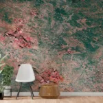 Vintage Industrial Wall Art Rust Green Texture Metal Canvas Dallas Design Studio Vintage industrial wall art with rust and green tones inspired by Dallas design studios, great for Qatar modern walls and high-end European interiors.