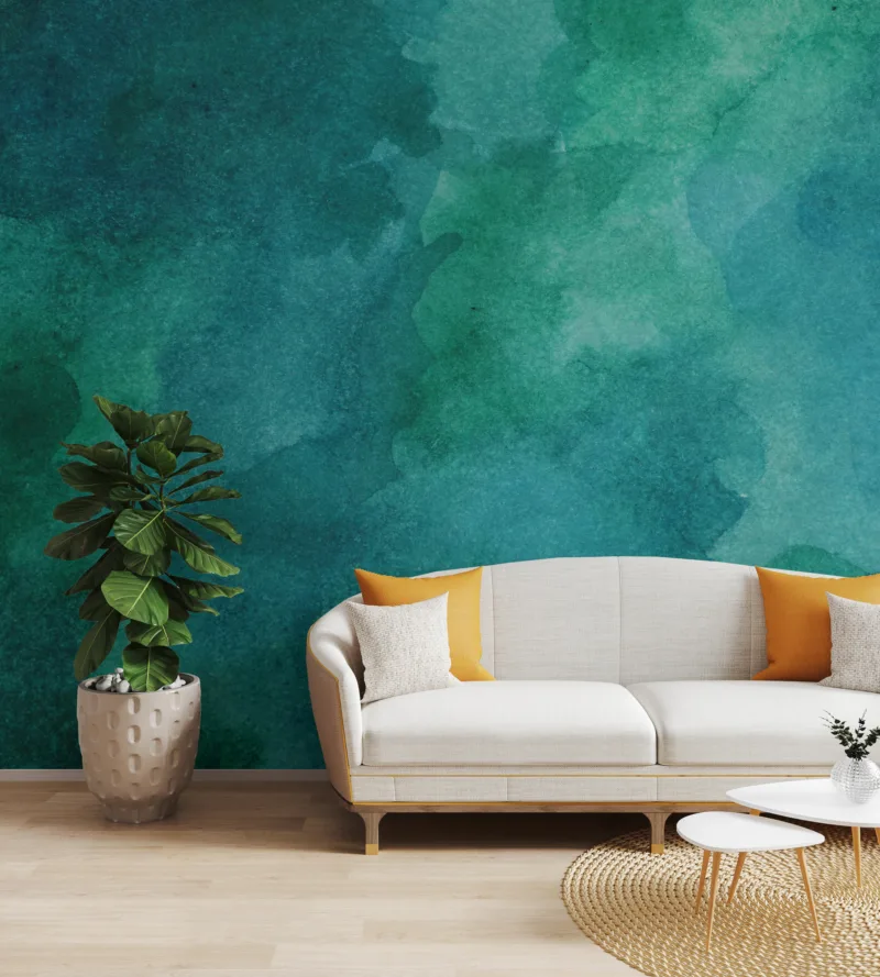 Modern watercolor accent vinyl mural for Seattle homes, easy stick-on wall design bringing fresh tone updates to cozy living and creative spaces.