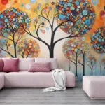 Whimsical tree canvas with colorful swirls, a nature-themed centerpiece loved by Denver art and decor lovers.